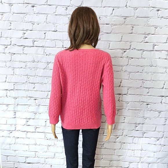Banana Republic, Wool & Cashmere - pink cable knit v-neck pullover sweater - Picture 8 of 13